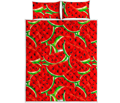 Cute Watermelon Pieces Pattern Print Quilt Bed Set