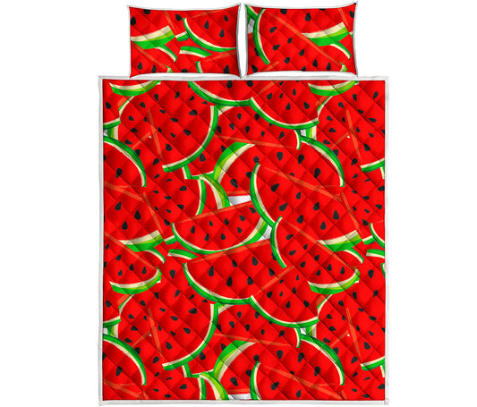 Cute Watermelon Pieces Pattern Print Quilt Bed Set