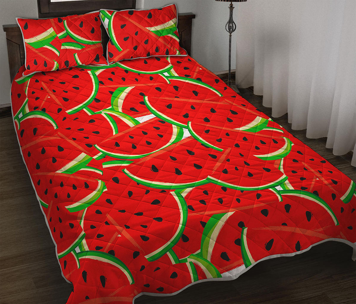 Cute Watermelon Pieces Pattern Print Quilt Bed Set