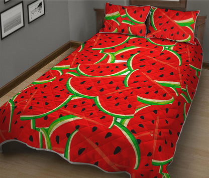 Cute Watermelon Pieces Pattern Print Quilt Bed Set