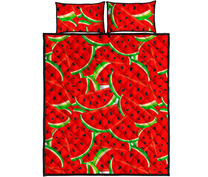Cute Watermelon Pieces Pattern Print Quilt Bed Set