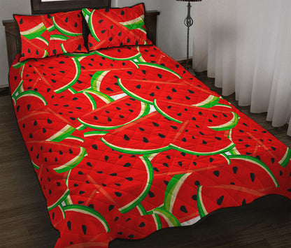 Cute Watermelon Pieces Pattern Print Quilt Bed Set