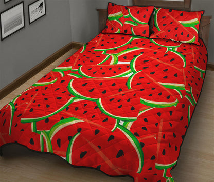 Cute Watermelon Pieces Pattern Print Quilt Bed Set