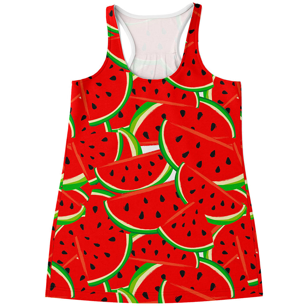 Cute Watermelon Pieces Pattern Print Women's Racerback Tank Top