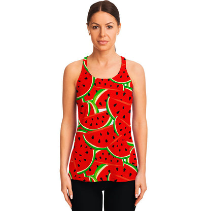 Cute Watermelon Pieces Pattern Print Women's Racerback Tank Top