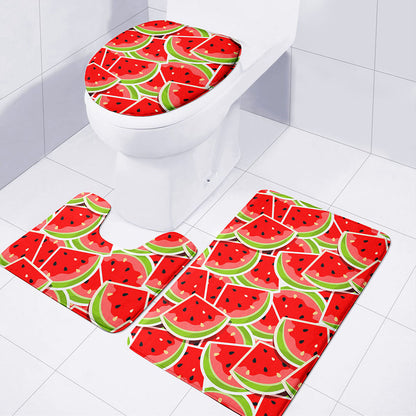 Cute Watermelon Slices Pattern Print 3 Piece Bath Mat Set