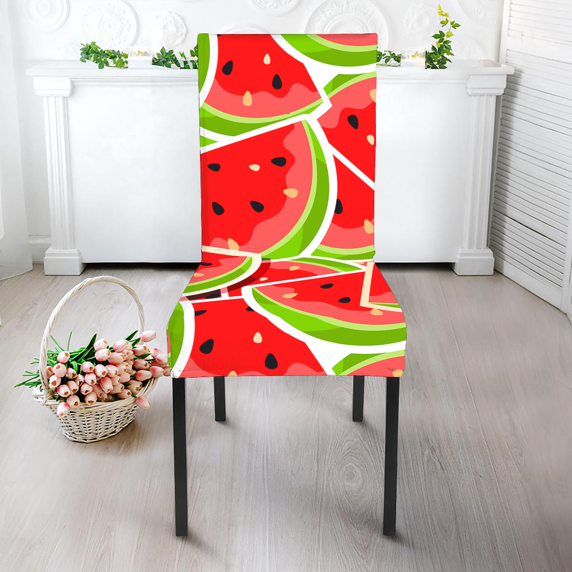 Cute Watermelon Slices Pattern Print Dining Chair Slipcover