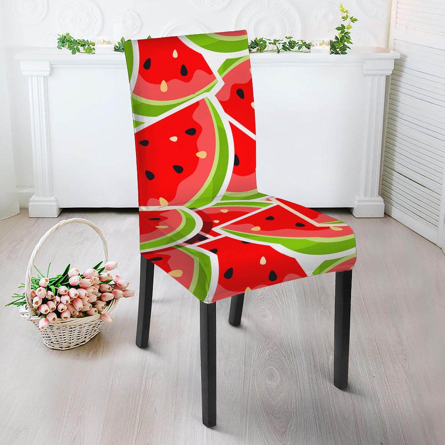 Cute Watermelon Slices Pattern Print Dining Chair Slipcover