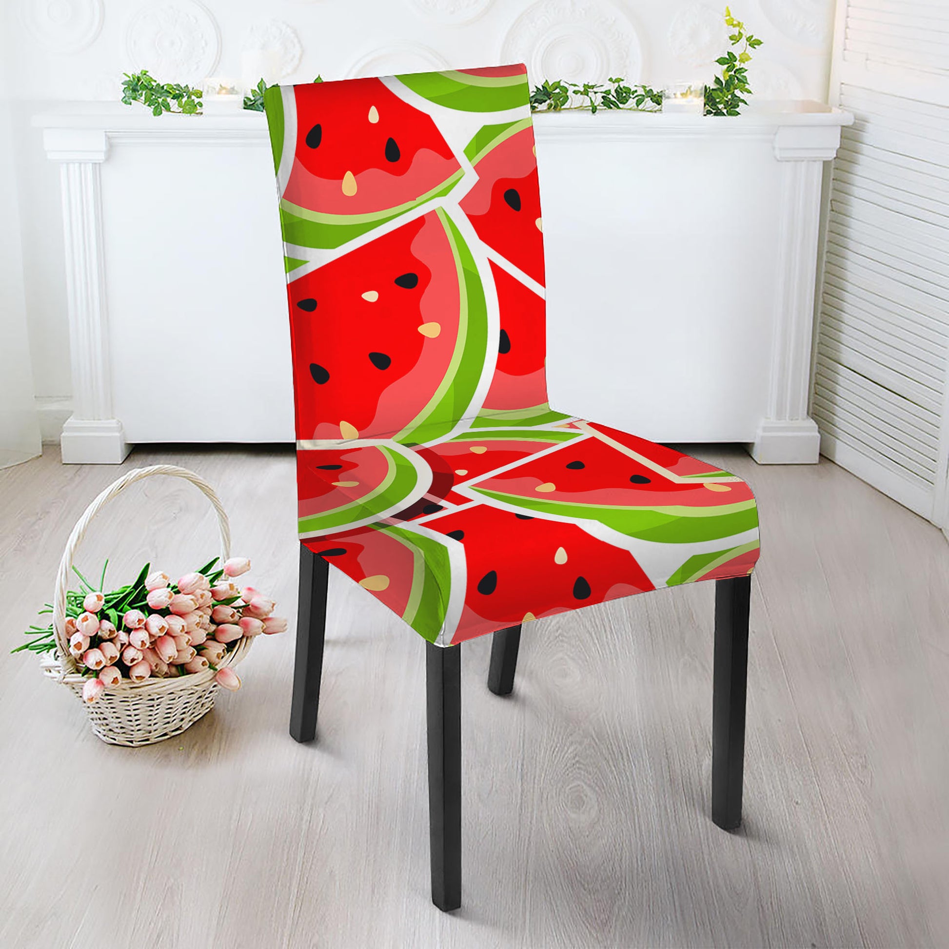 Cute Watermelon Slices Pattern Print Dining Chair Slipcover