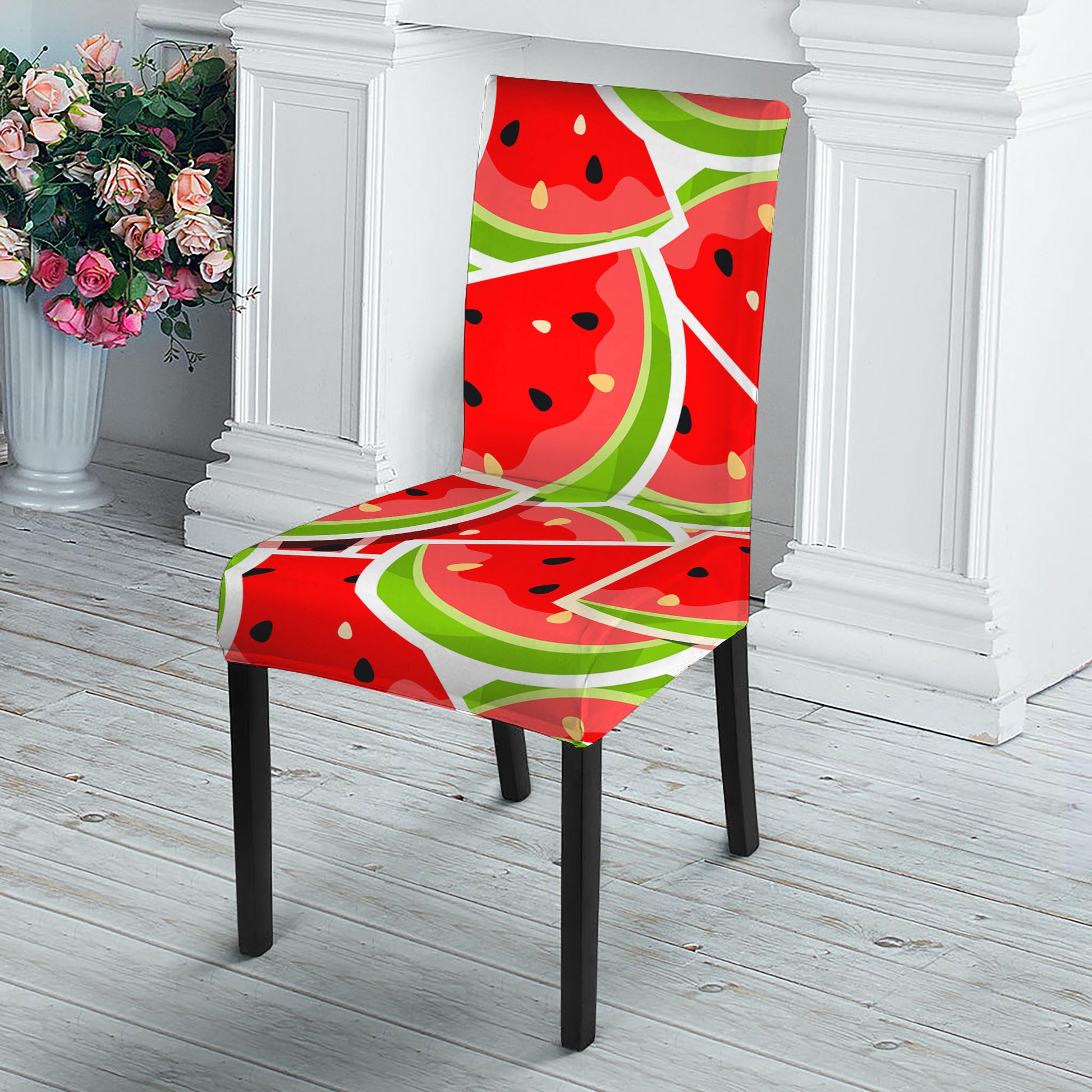 Cute Watermelon Slices Pattern Print Dining Chair Slipcover