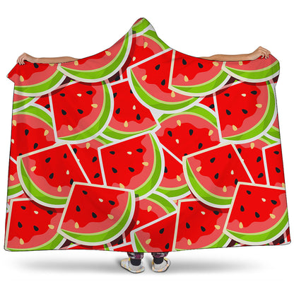 Cute Watermelon Slices Pattern Print Hooded Blanket