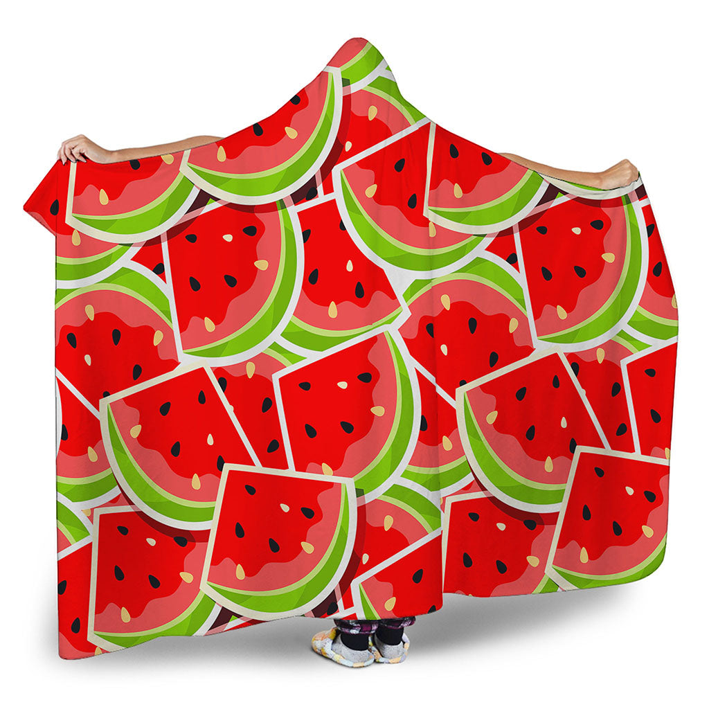 Cute Watermelon Slices Pattern Print Hooded Blanket