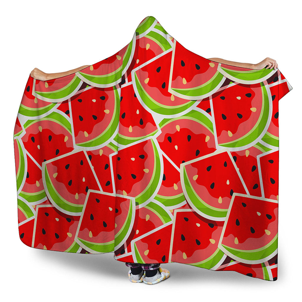 Cute Watermelon Slices Pattern Print Hooded Blanket