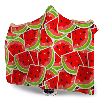 Cute Watermelon Slices Pattern Print Hooded Blanket