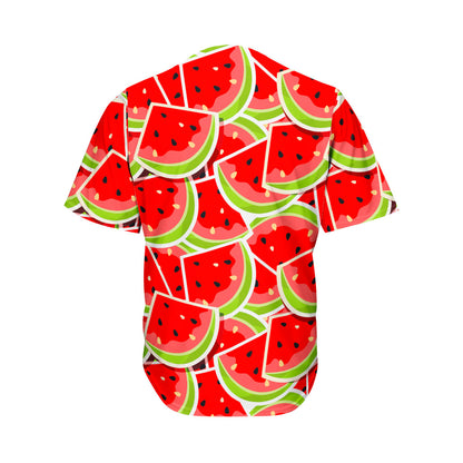 Cute Watermelon Slices Pattern Print Men's Baseball Jersey