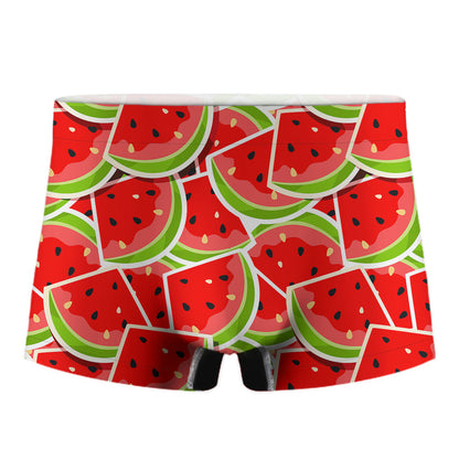 Cute Watermelon Slices Pattern Print Men's Boxer Briefs