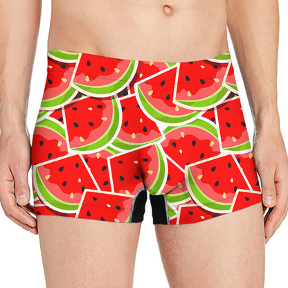 Cute Watermelon Slices Pattern Print Men's Boxer Briefs
