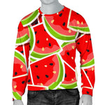 Cute Watermelon Slices Pattern Print Men's Crewneck Sweatshirt GearFrost