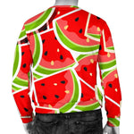 Cute Watermelon Slices Pattern Print Men's Crewneck Sweatshirt GearFrost