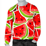 Cute Watermelon Slices Pattern Print Men's Crewneck Sweatshirt GearFrost