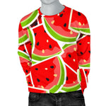 Cute Watermelon Slices Pattern Print Men's Crewneck Sweatshirt GearFrost