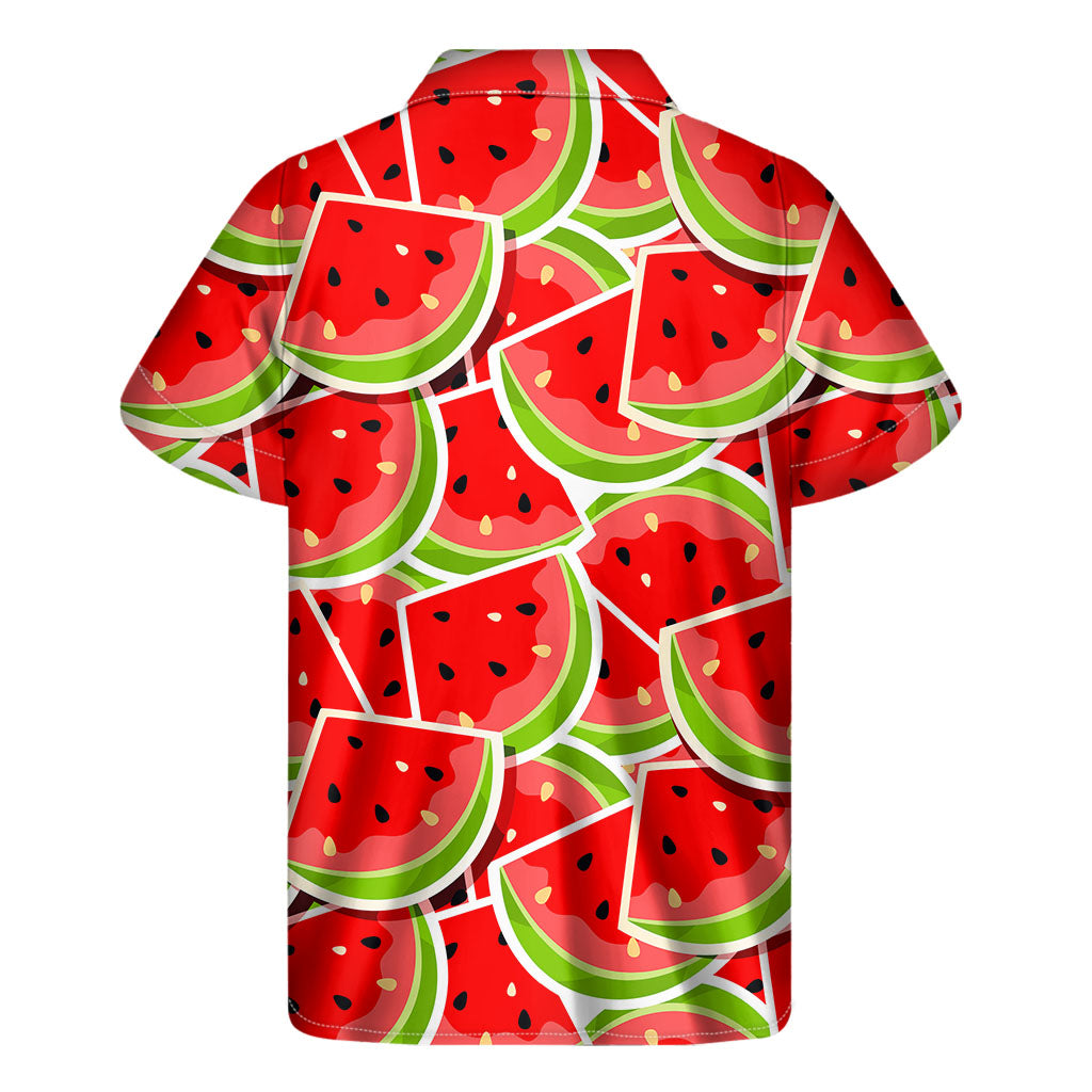 Cute Watermelon Slices Pattern Print Men's Short Sleeve Shirt