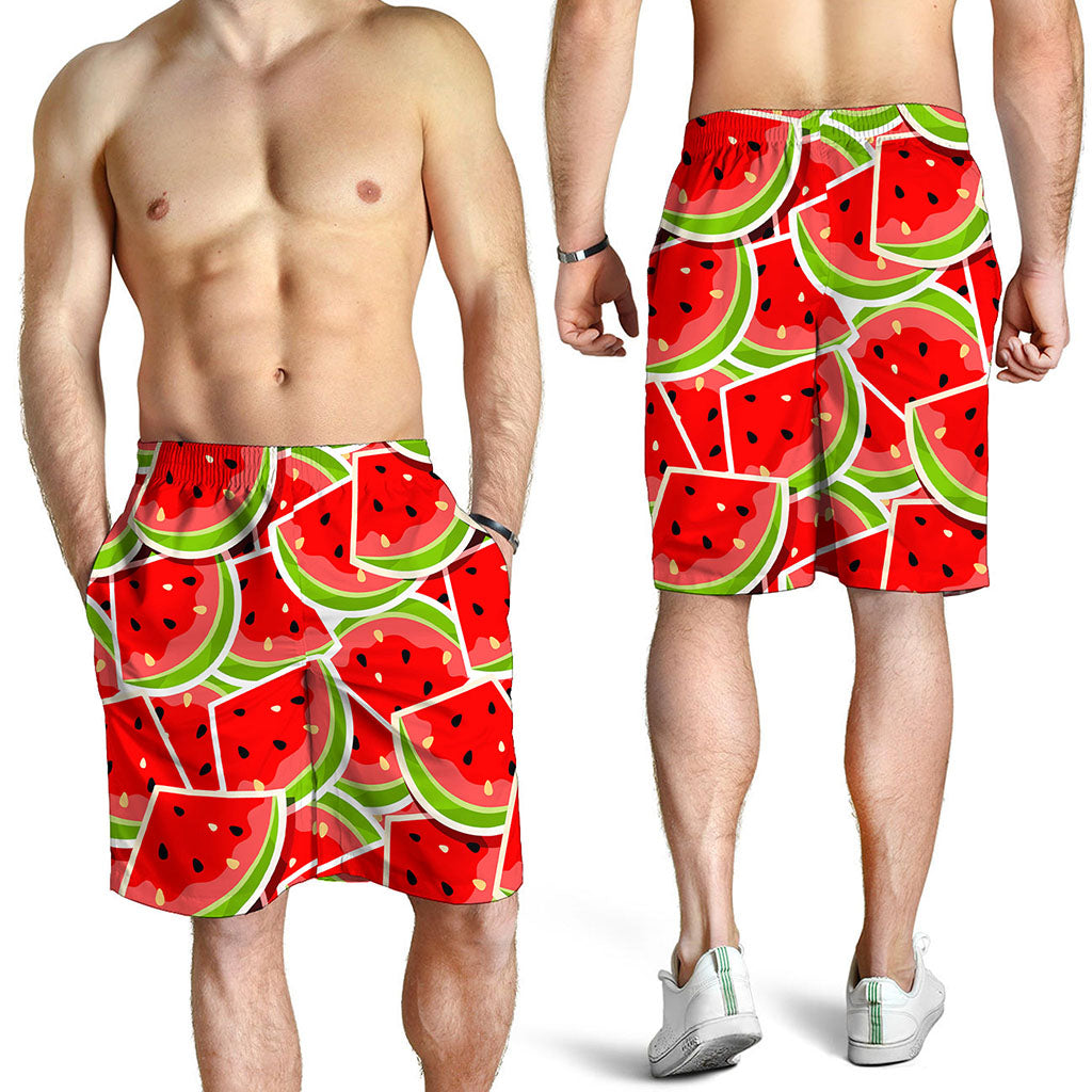 Cute Watermelon Slices Pattern Print Men's Shorts