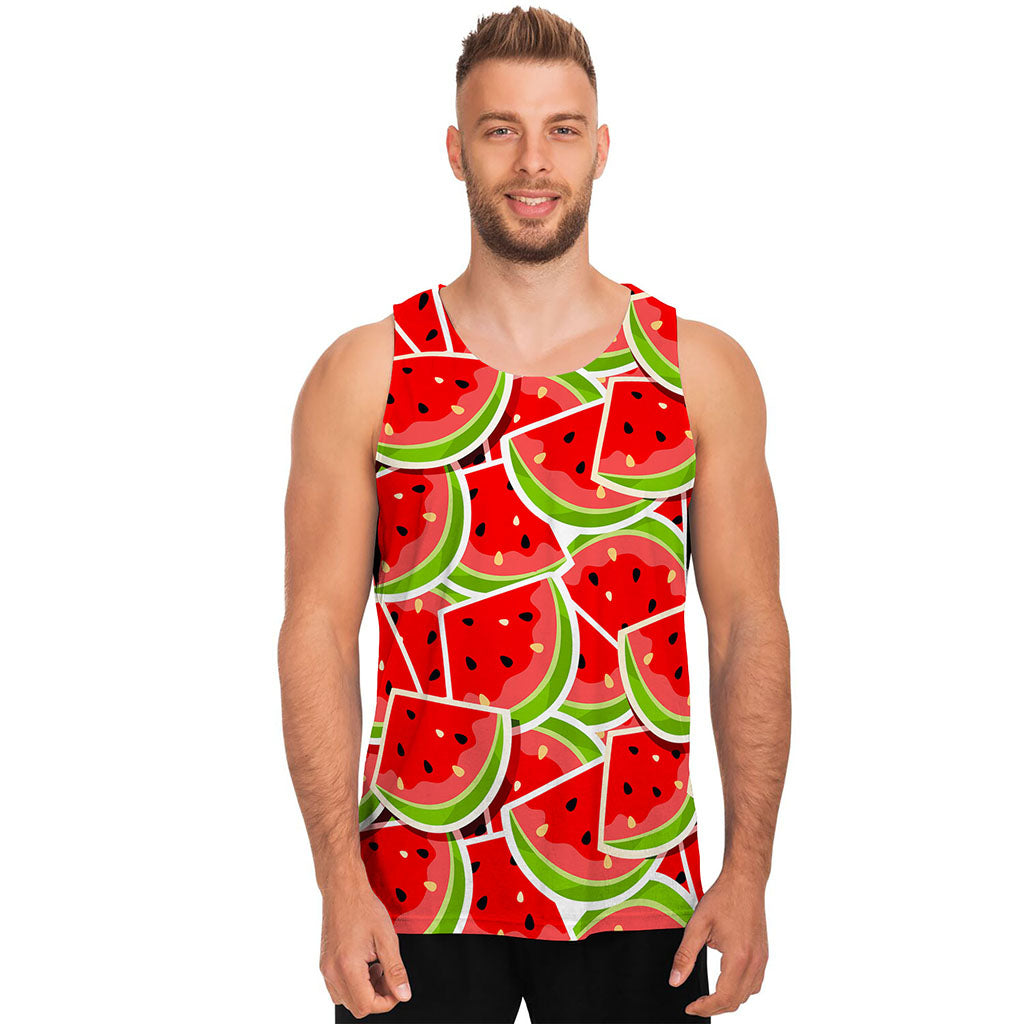 Cute Watermelon Slices Pattern Print Men's Tank Top