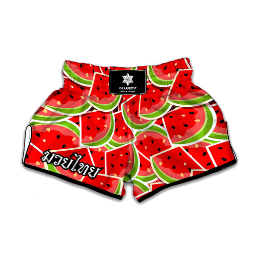 Cute Watermelon Slices Pattern Print Muay Thai Boxing Shorts