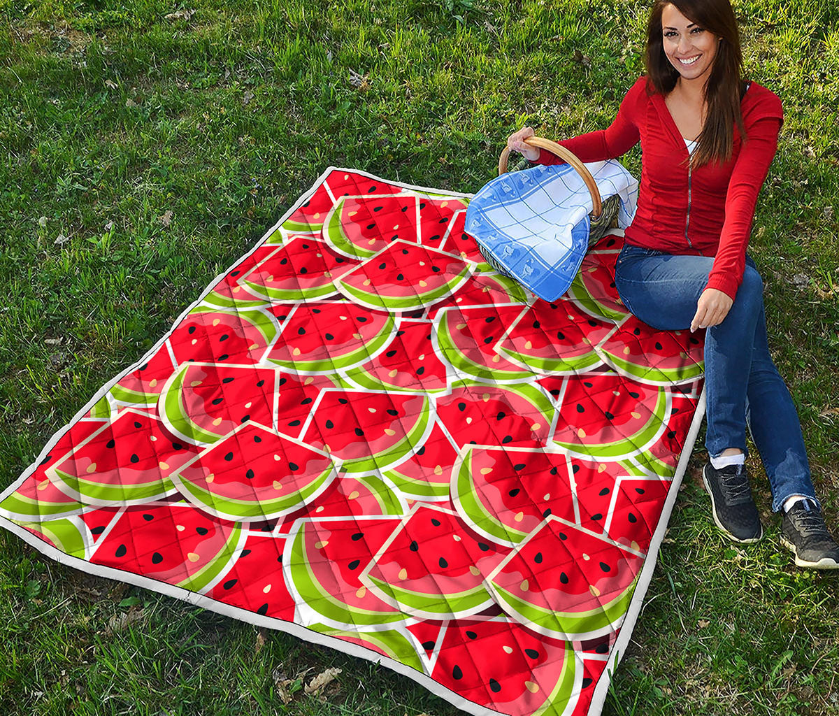 Cute Watermelon Slices Pattern Print Quilt