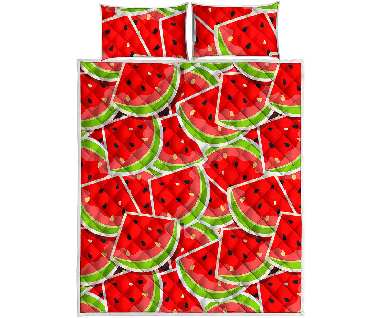 Cute Watermelon Slices Pattern Print Quilt Bed Set