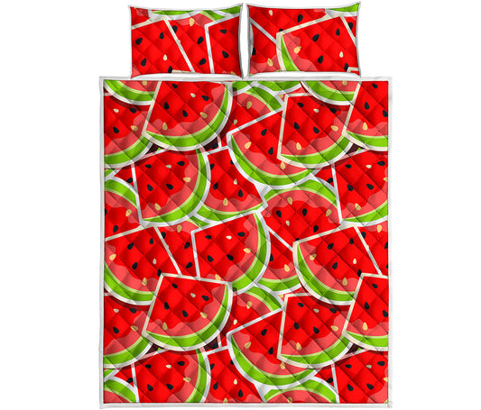 Cute Watermelon Slices Pattern Print Quilt Bed Set