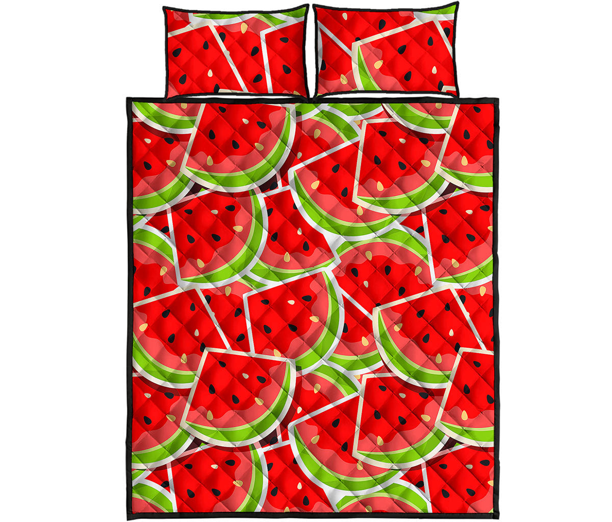 Cute Watermelon Slices Pattern Print Quilt Bed Set