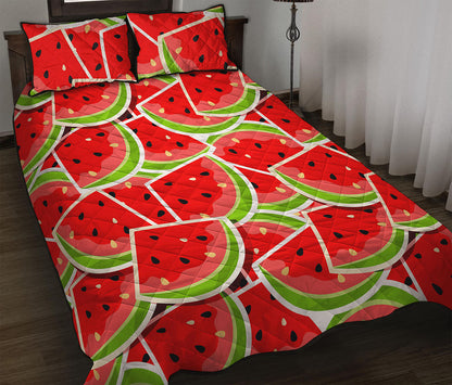 Cute Watermelon Slices Pattern Print Quilt Bed Set