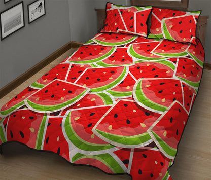 Cute Watermelon Slices Pattern Print Quilt Bed Set