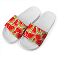 Cute Watermelon Slices Pattern Print White Slide Sandals