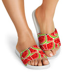 Cute Watermelon Slices Pattern Print White Slide Sandals