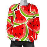 Cute Watermelon Slices Pattern Print Women's Crewneck Sweatshirt GearFrost