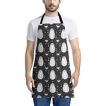 Cute White And Grey Owl Pattern Print Apron