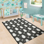Cute White And Grey Owl Pattern Print Area Rug