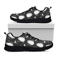 Cute White And Grey Owl Pattern Print Black Running Shoes