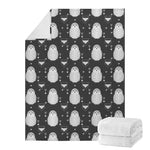 Cute White And Grey Owl Pattern Print Blanket