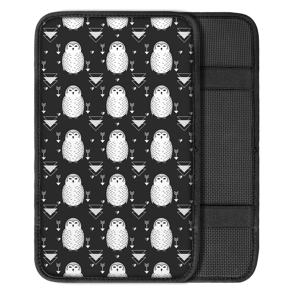 Cute White And Grey Owl Pattern Print Car Center Console Cover