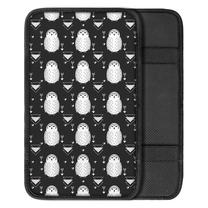 Cute White And Grey Owl Pattern Print Car Center Console Cover