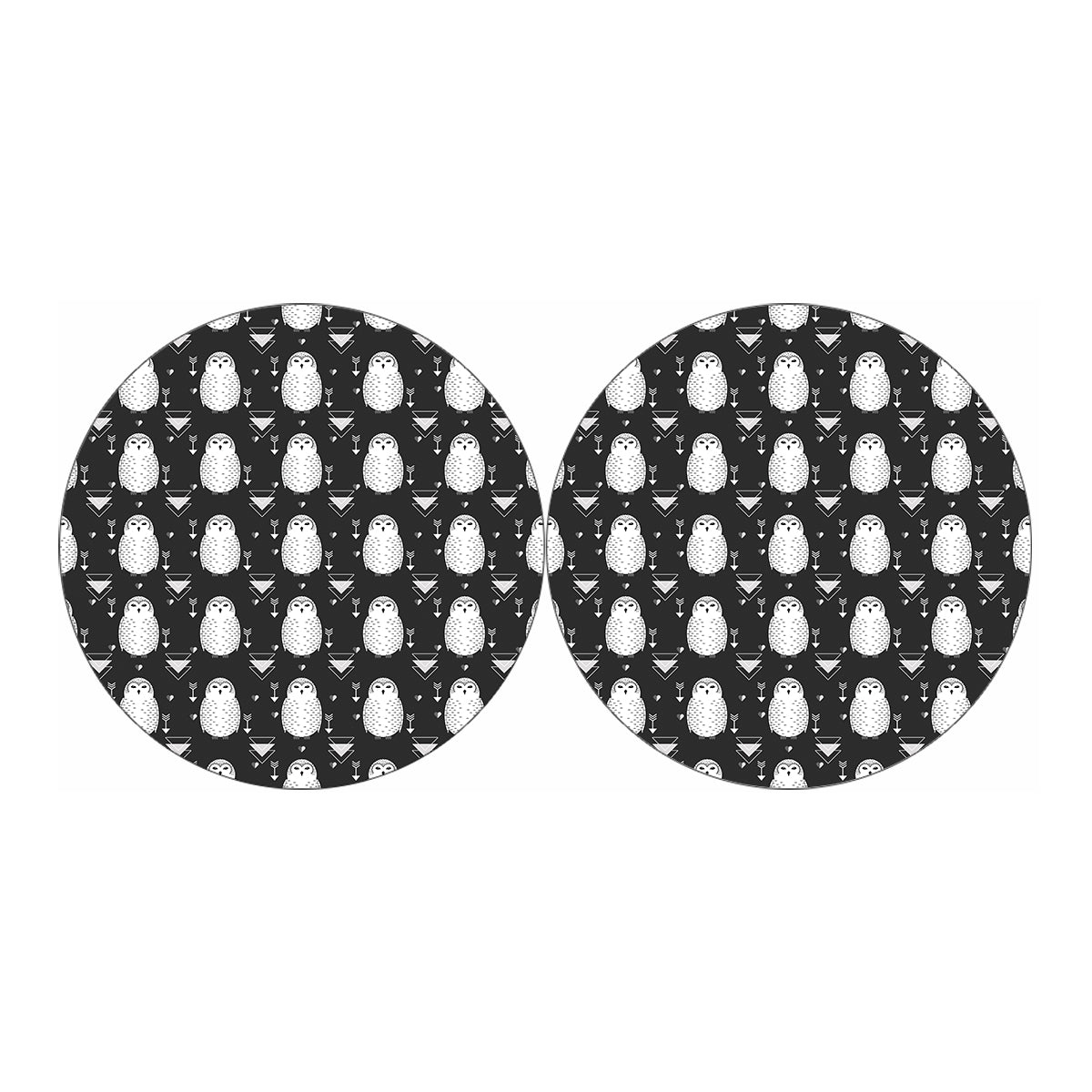 Cute White And Grey Owl Pattern Print Car Coasters