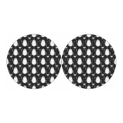 Cute White And Grey Owl Pattern Print Car Coasters