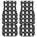 Cute White And Grey Owl Pattern Print Front and Back Car Floor Mats