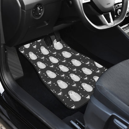 Cute White And Grey Owl Pattern Print Front Car Floor Mats