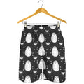 Cute White And Grey Owl Pattern Print Men's Shorts
