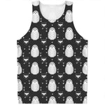 Cute White And Grey Owl Pattern Print Men's Tank Top